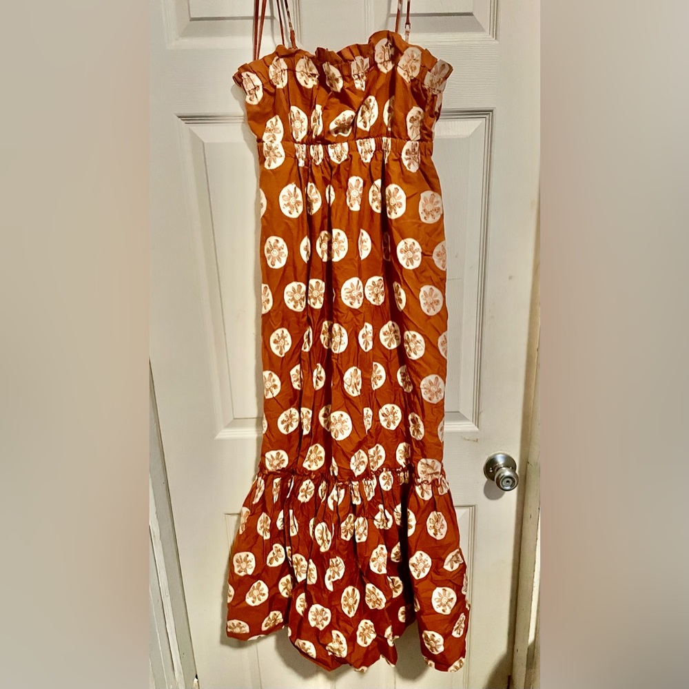 Free people rust color printed summer dress Sz S